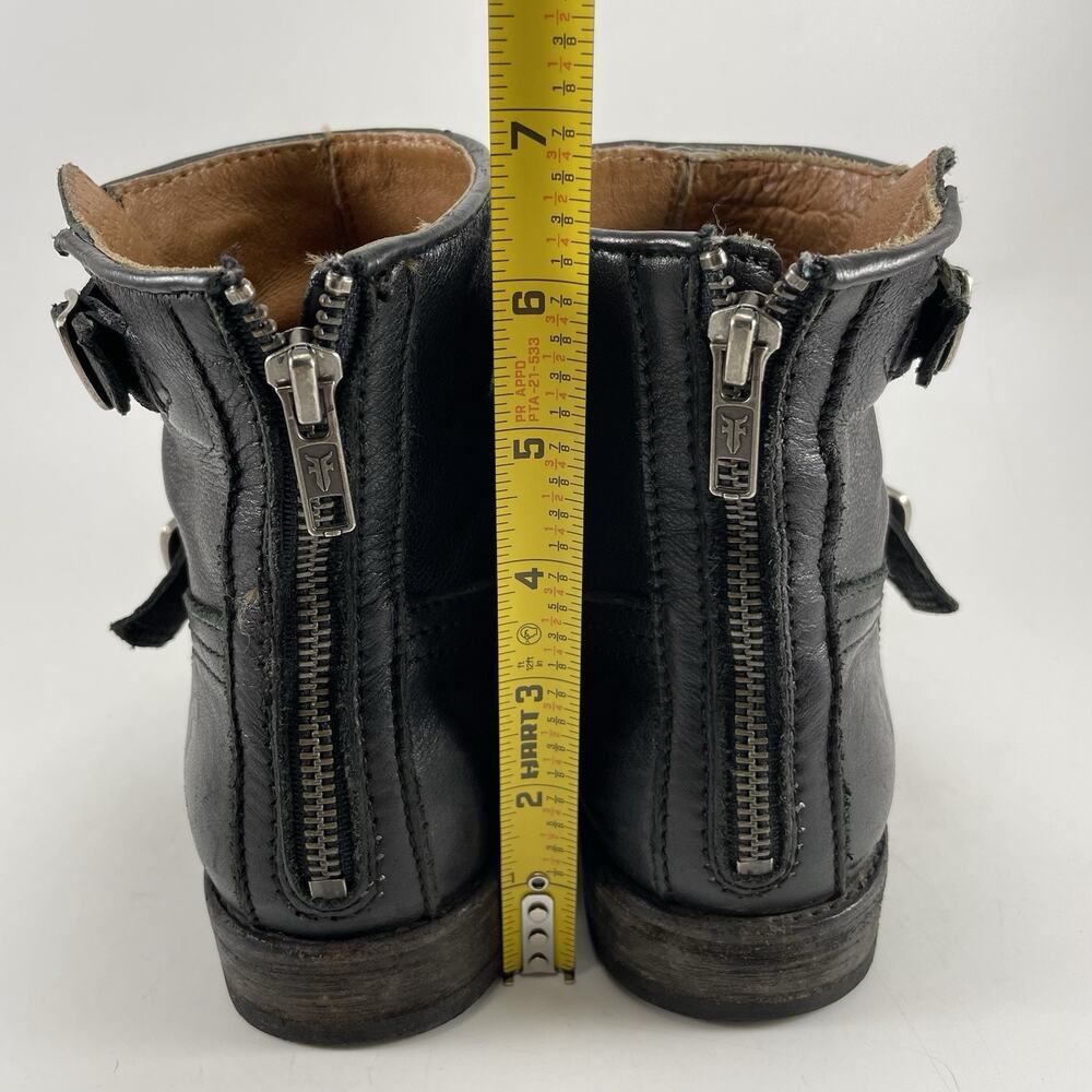 Frye Tyler Engineer Ankle Boots Womens Size 8 B Black Leather Moto Biker Buckle - Picture 5 of 13